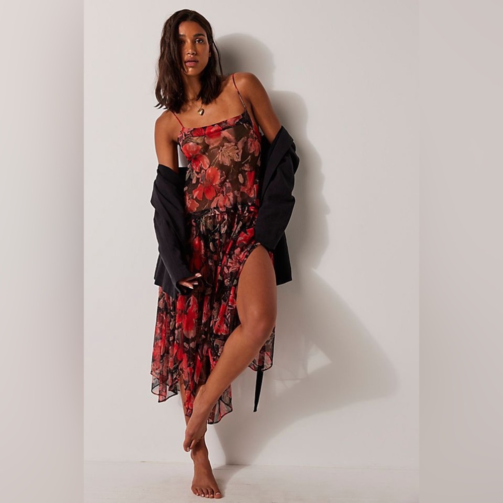 NWT Free People Floral Midi Slip Dress